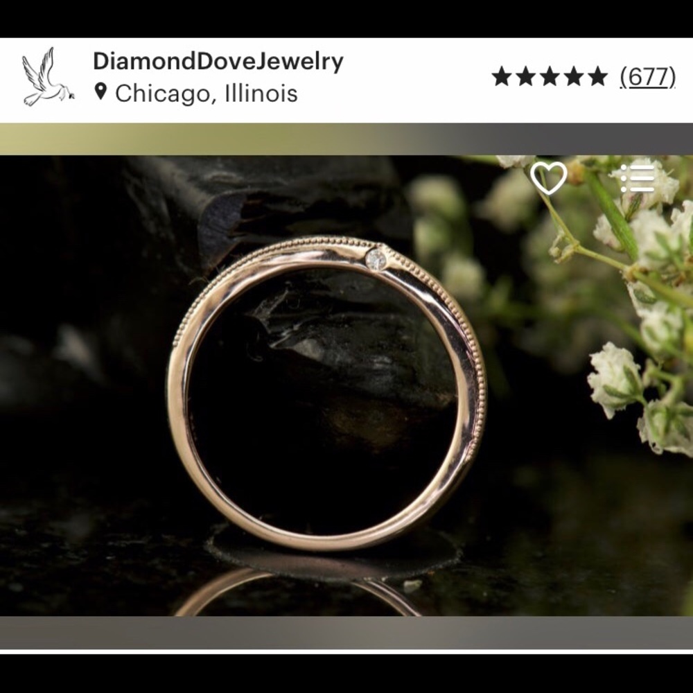 14k gold band with diamond inlay